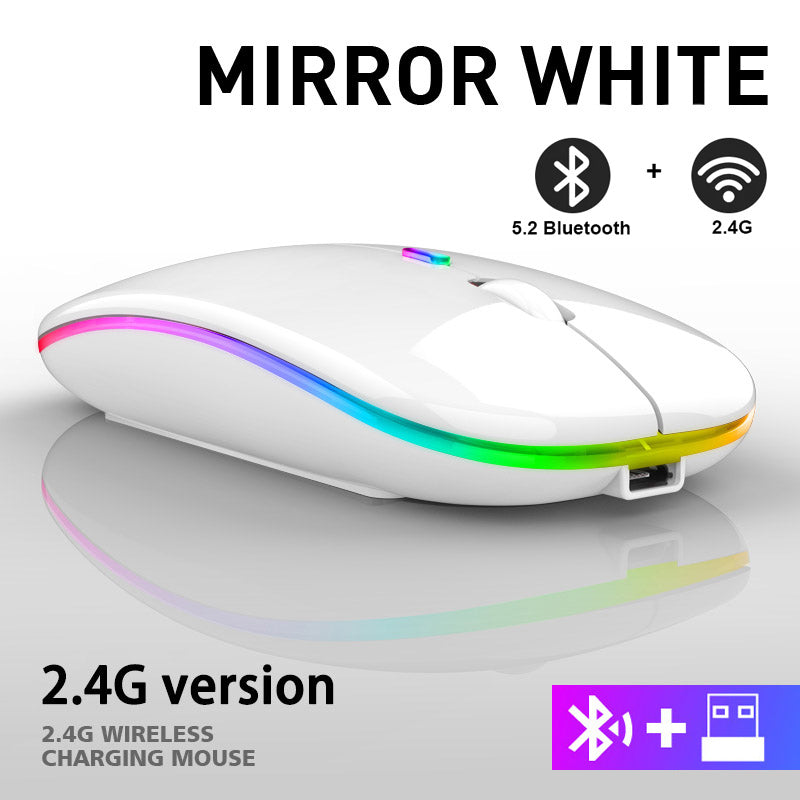 Ratón inalámbrico recargable Bluetooth RGB de 2,4 G