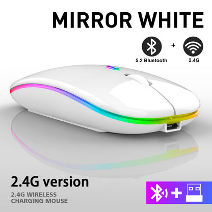 Ratón inalámbrico recargable Bluetooth RGB de 2,4 G