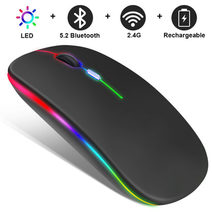 Ratón inalámbrico recargable Bluetooth RGB de 2,4 G