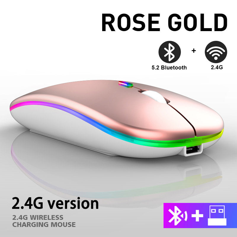 Ratón inalámbrico recargable Bluetooth RGB de 2,4 G