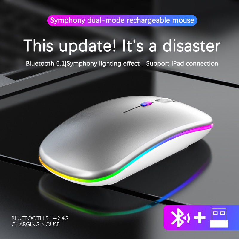 Ratón inalámbrico recargable Bluetooth RGB de 2,4 G