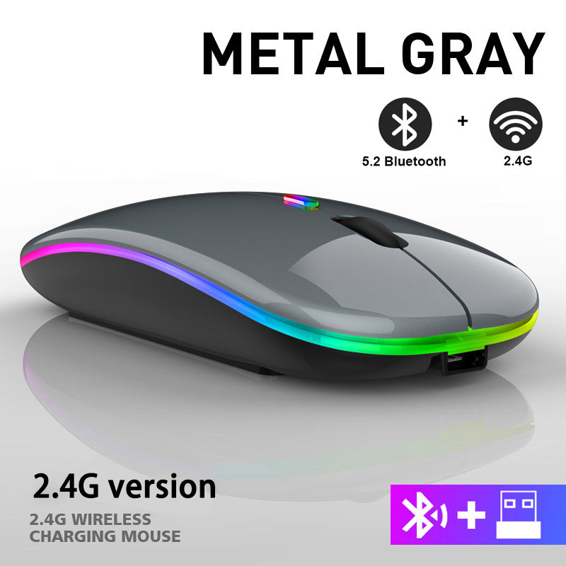 2.4G Wireless Mouse Rechargeable Bluetooth RGB