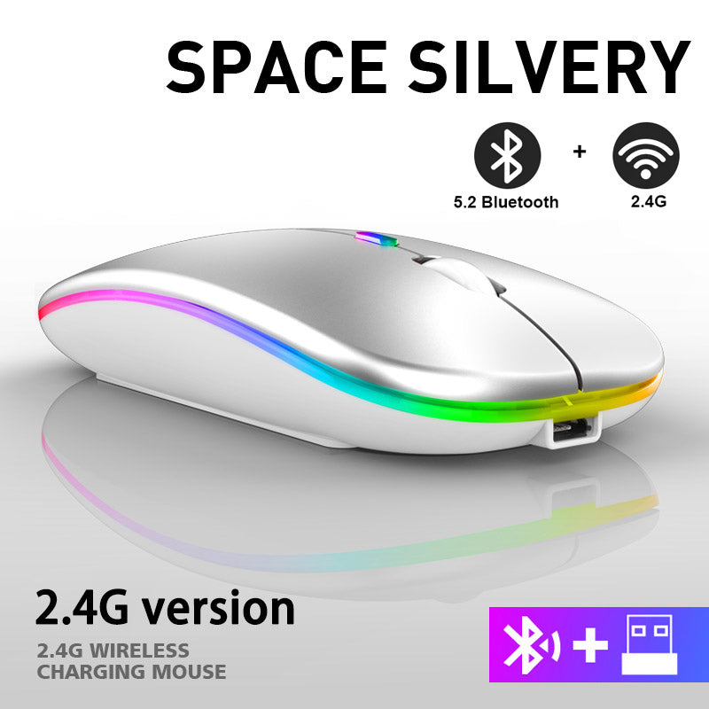 Ratón inalámbrico recargable Bluetooth RGB de 2,4 G