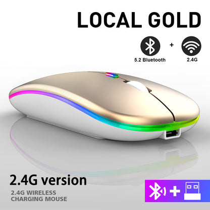 Ratón inalámbrico recargable Bluetooth RGB de 2,4 G