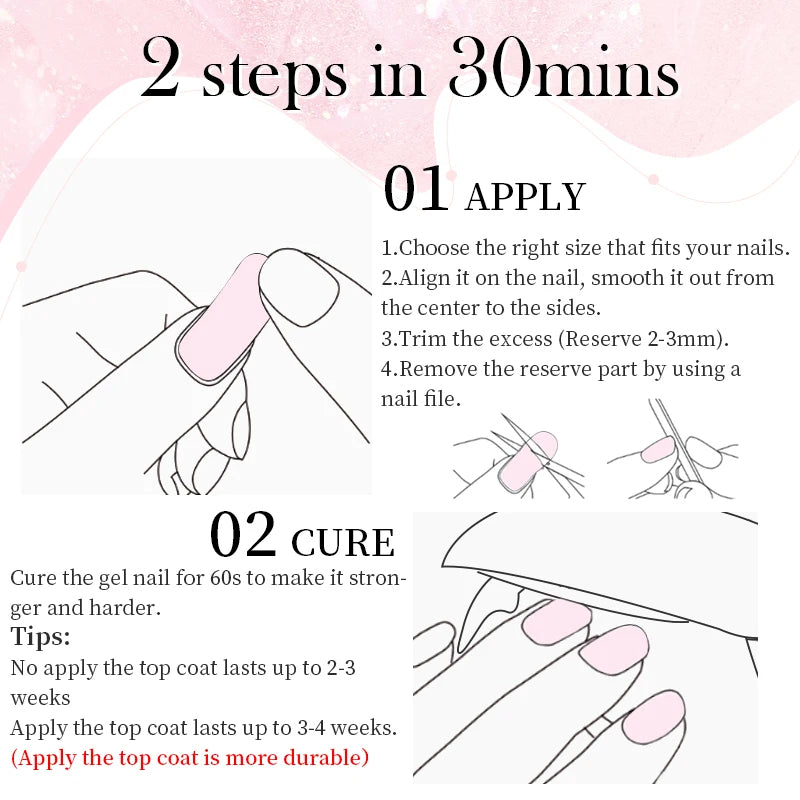 20 Tips Glitter Lines Semi-Cured Gel Nail Sticker