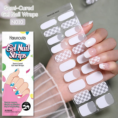 20 Tips Glitter Lines Semi-Cured Gel Nail Sticker