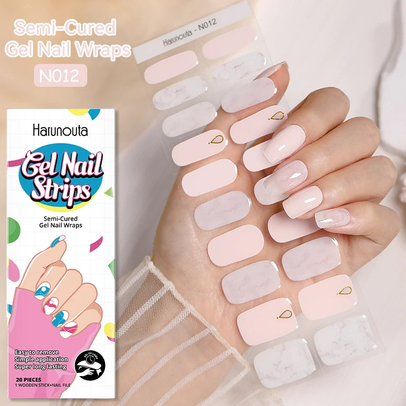 20 Tips Glitter Lines Semi-Cured Gel Nail Sticker