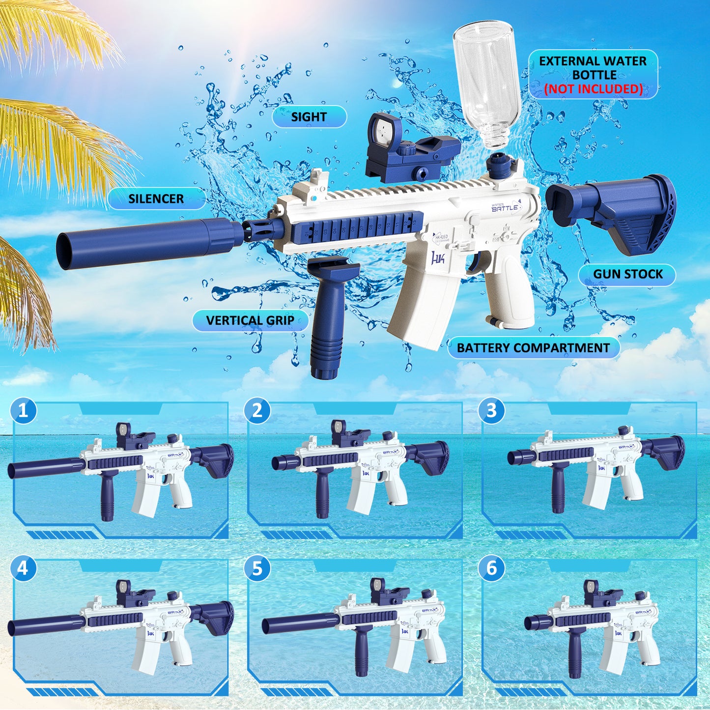 New Electric Water Gun Automatic Squirt Rifle Toy Gun